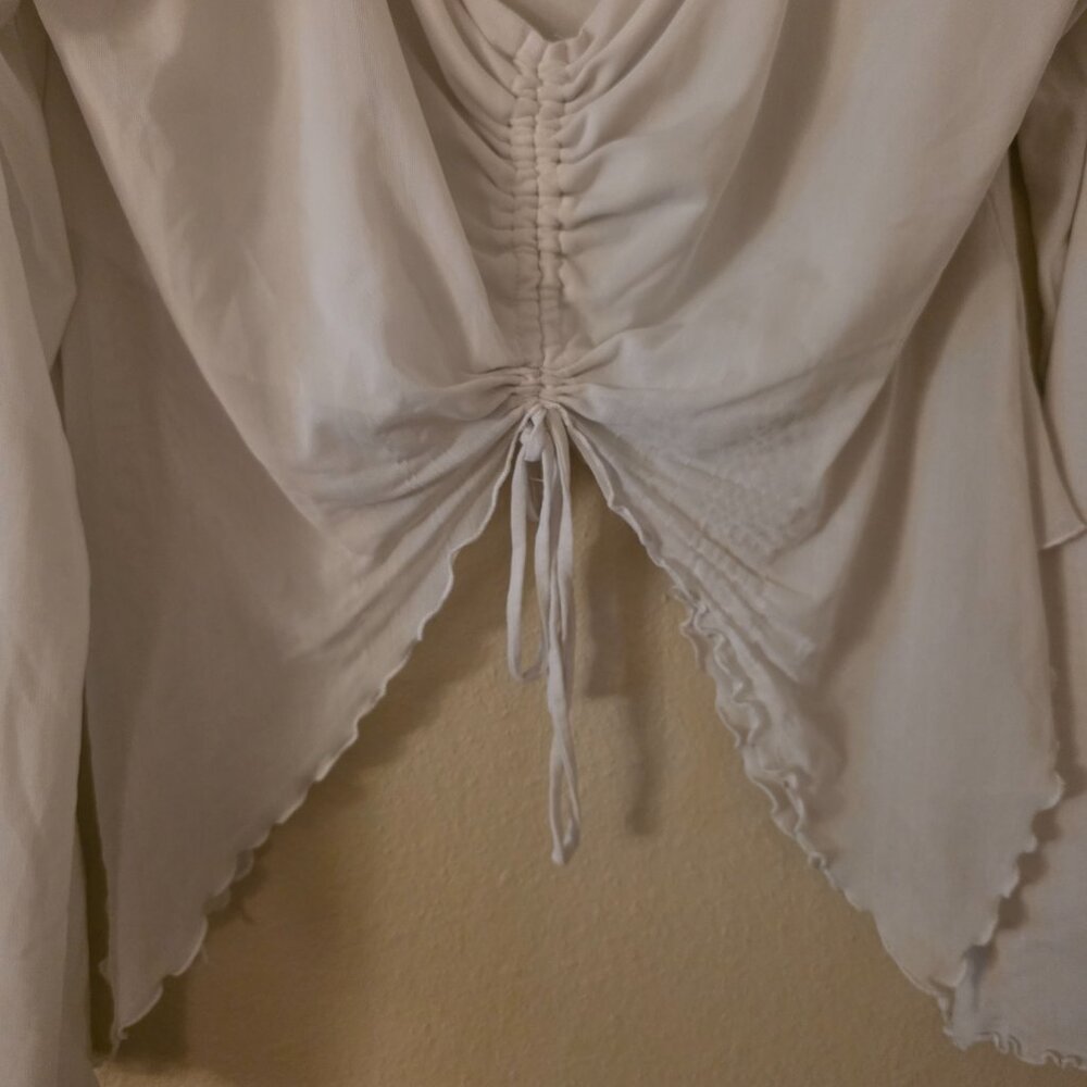 Forever 21 Size 2X White Mesh Cropped Blouse - Picture 6 of 7